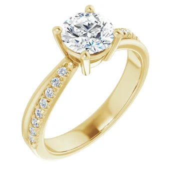 18ct Yellow Gold - Round cut Lab Grown Accented Diamond Ring