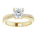 18ct Yellow Gold - Round cut Lab Grown Accented Diamond Ring