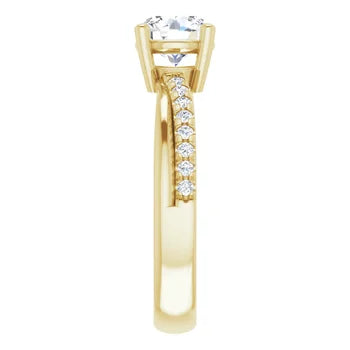 18ct Yellow Gold - Round cut Lab Grown Accented Diamond Ring