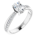18ct White Gold - Oval & Round cut Lab Grown Accented Diamond Ring