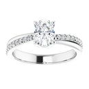 18ct White Gold - Oval & Round cut Lab Grown Accented Diamond Ring