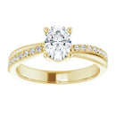 18ct White Gold - Oval & Round cut Lab Grown Accented Diamond Ring