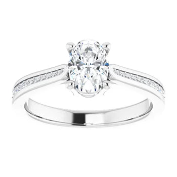 18ct YG Oval & Round cut Lab Grown Accented Diamond Ring