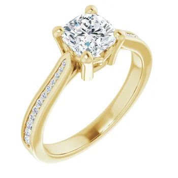 18ct White Gold - Cushion & Round cut Lab Grown Accented Diamond Ring