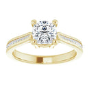 18ct White Gold - Cushion & Round cut Lab Grown Accented Diamond Ring