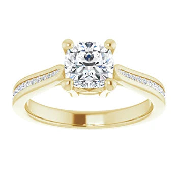 18ct White Gold - Cushion & Round cut Lab Grown Accented Diamond Ring