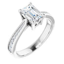 18ct Yellow Gold - Emerald & Round cut Lab Grown Accented Diamond Ring