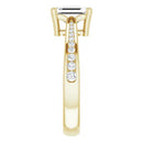 18ct Yellow Gold - Emerald & Round cut Lab Grown Accented Diamond Ring