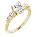 18ct Yellow Gold - Round cut Lab Grown Accented Diamond Ring