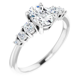 18ct WG Oval & Round cut Lab Grown Accented Diamond Ring
