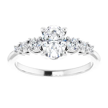 18ct WG Oval & Round cut Lab Grown Accented Diamond Ring