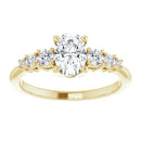 18ct White Gold - Oval & Round cut Lab Grown Accented Diamond Ring