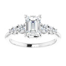 18ct Yellow Gold - Emerald & Round cut Lab Grown Accented Diamond Ring