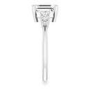 18ct Yellow Gold - Emerald & Round cut Lab Grown Accented Diamond Ring