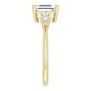 18ct Yellow Gold - Emerald & Round cut Lab Grown Accented Diamond Ring