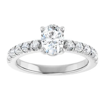 18ct YG Oval  & Round cut Lab Grown Accented Diamond Ring