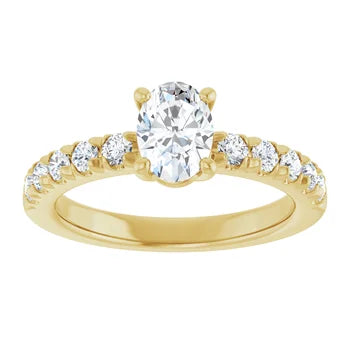 18ct YG Oval  & Round cut Lab Grown Accented Diamond Ring