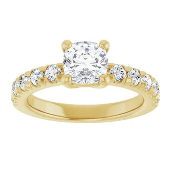 18ct WG Cushion cut Lab Grown Accented Diamond Ring