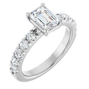 18ct Yellow Gold - Emerald cut Lab Grown Accented Diamond Ring