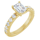 18ct Yellow Gold - Emerald cut Lab Grown Accented Diamond Ring