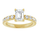 18ct Yellow Gold - Emerald cut Lab Grown Accented Diamond Ring