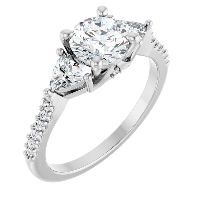 18ct YG Round & Trillion cut Lab Grown Accented Diamond Ring