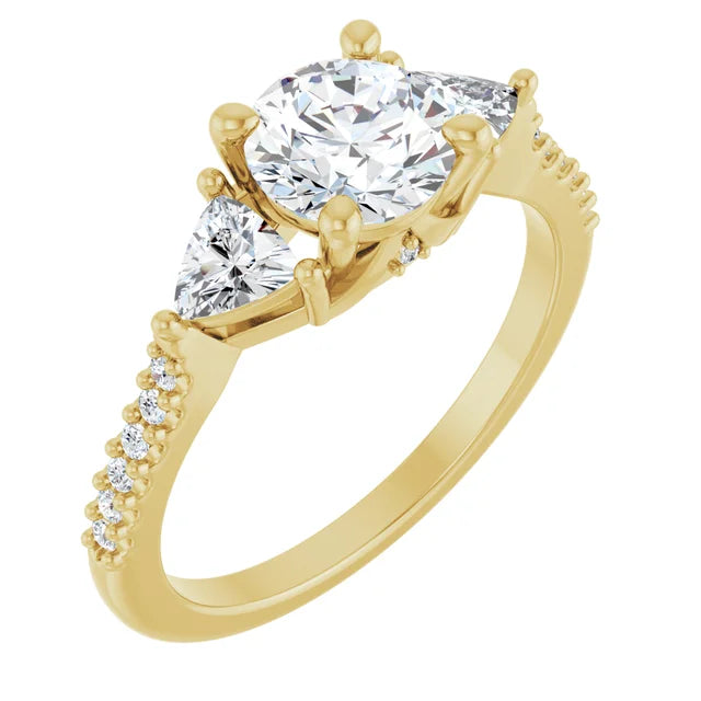 18ct YG Round & Trillion cut Lab Grown Accented Diamond Ring