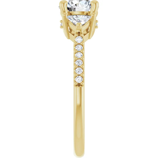 18ct Yellow Gold - Round & Trillion cut Lab Grown Accented Diamond Ring