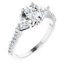 18ct White Gold - Oval & Trillion & Round cut Lab Grown Accented Diamond Ring