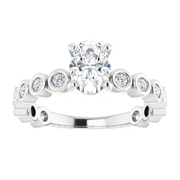 18ct YG Oval & Round cut Lab Grown  Accented Diamond Ring