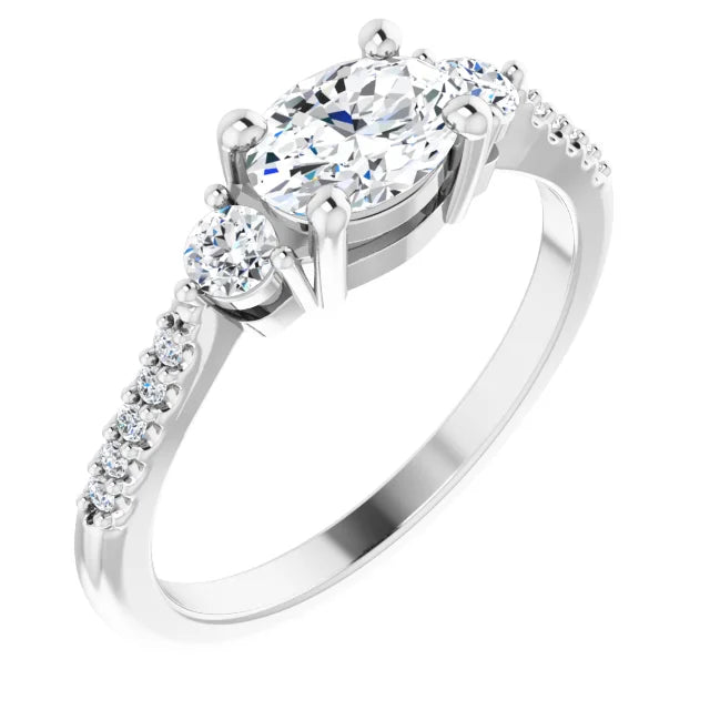 18ct WG Oval & Round cut Lab Grown Accented Diamond Ring