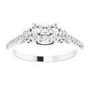 18ct White Gold - Oval & Round cut Lab Grown Accented Diamond Ring