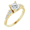 18ct Yellow Gold - Round cut Lab Grown Accented Diamond Ring