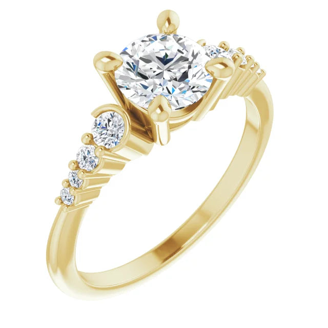 18ct Yellow Gold - Round cut Lab Grown Accented Diamond Ring