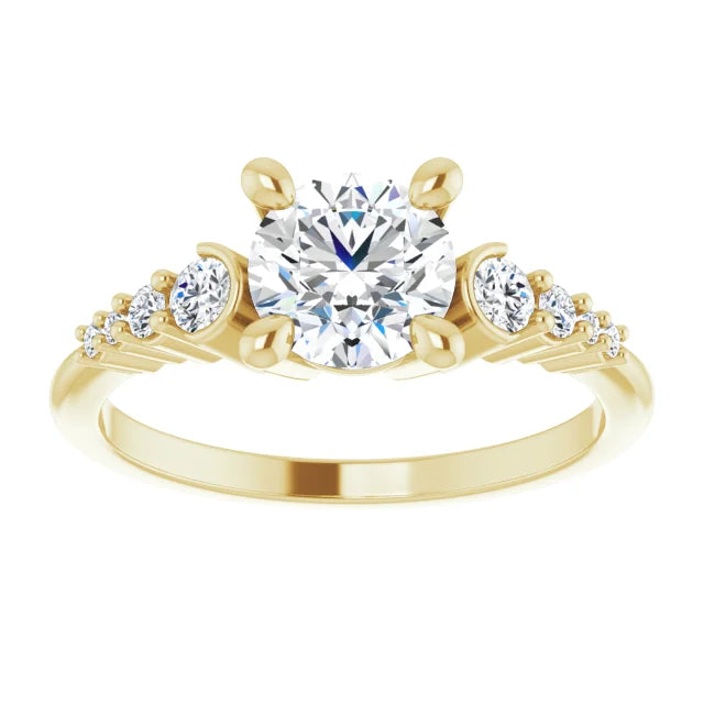 18ct Yellow Gold - Round cut Lab Grown Accented Diamond Ring