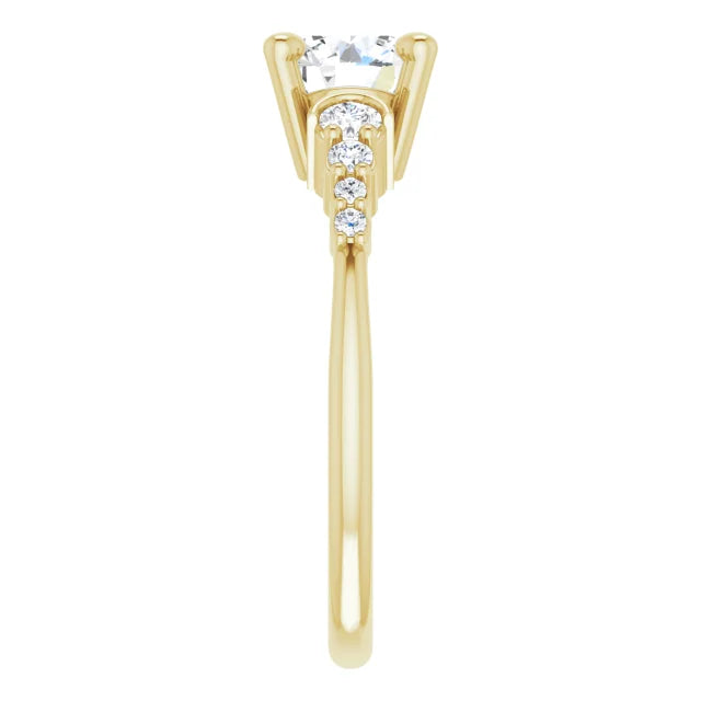 18ct Yellow Gold - Round cut Lab Grown Accented Diamond Ring