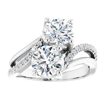 18ct White Gold - Round cut Lab Grown Accented Diamond Ring