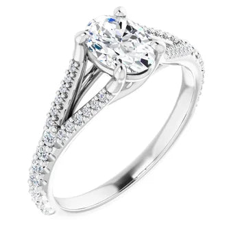 18ct YG Oval cut Lab Grown Accented Diamond Ring