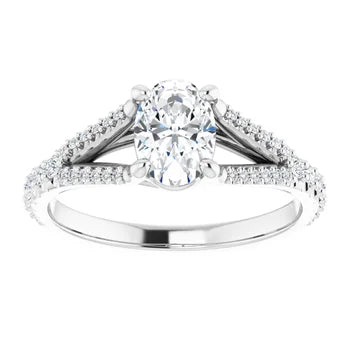 18ct YG Oval cut Lab Grown Accented Diamond Ring