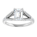 18ct White Gold - Emerald cut Lab Grown Accented Diamond Ring