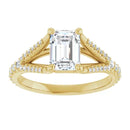 18ct White Gold - Emerald cut Lab Grown Accented Diamond Ring