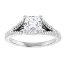 18ct Yellow Gold - Cushion & Round cut Lab Grown Accented Diamond Ring