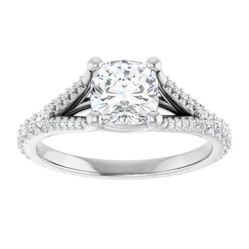 18ct YG Cushion & Round cut Lab Grown Accented Diamond Ring