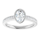 18ct Yellow Gold - Oval & Round cut Lab Grown Accented Diamond Ring