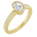 18ct Yellow Gold - Oval & Round cut Lab Grown Accented Diamond Ring