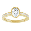 18ct Yellow Gold - Oval & Round cut Lab Grown Accented Diamond Ring