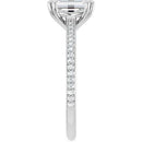 18ct White Gold - Emerald & Round cut Lab Grown Accented Diamond Ring