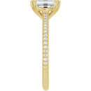 18ct White Gold - Emerald & Round cut Lab Grown Accented Diamond Ring