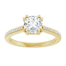 18ct Yellow Gold - Cushion & Round cut Lab Grown Accented Diamond Ring
