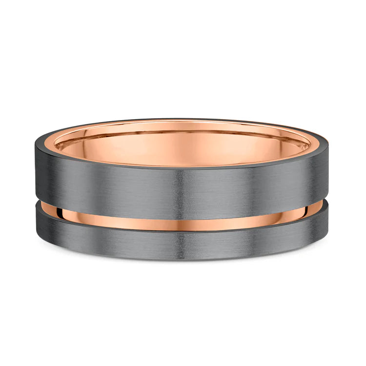 Tantalum & 9ct Rose Gold Men Wedding Ring